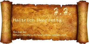 Haltrich Henrietta névjegykártya